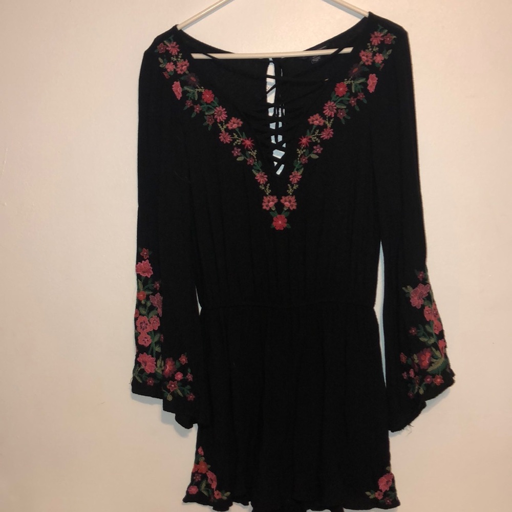american eagle flowered romper